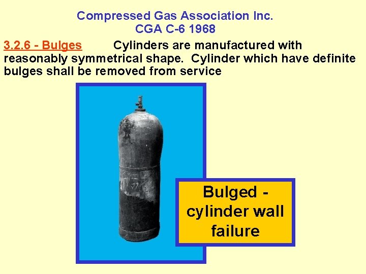 Compressed Gas Association Inc. CGA C-6 1968 3. 2. 6 - Bulges Cylinders are