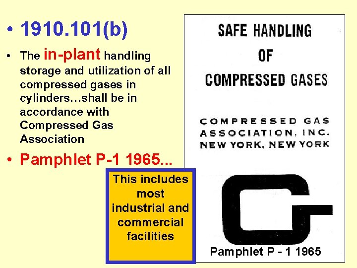  • 1910. 101(b) • The in-plant handling storage and utilization of all compressed