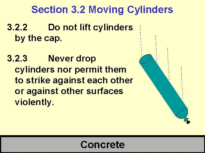 Section 3. 2 Moving Cylinders 3. 2. 2 Do not lift cylinders by the