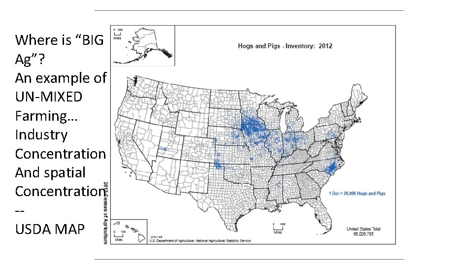 Where is “BIG Ag”? An example of UN-MIXED Farming… Industry Concentration And spatial Concentration