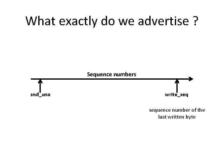 What exactly do we advertise ? Sequence numbers snd_una write_seq sequence number of the