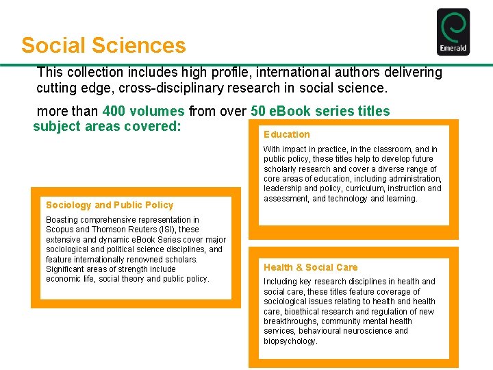 Social Sciences This collection includes high profile, international authors delivering cutting edge, cross-disciplinary research