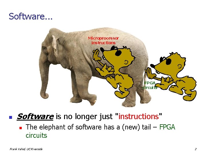 Software. . . Microprocessor instructions FPGA circuits n Software is no longer just "instructions"