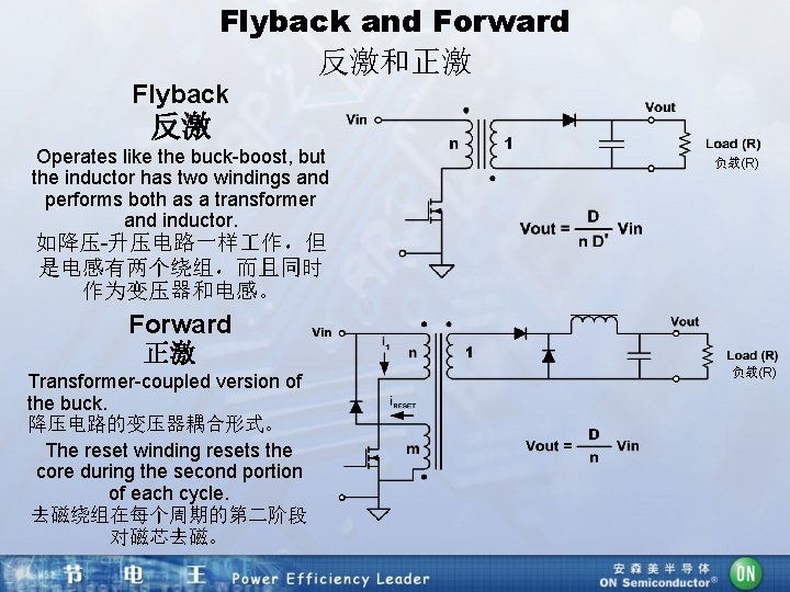 Flyback and Forward 反激和正激 Flyback 反激 Operates like the buck-boost, but the inductor has