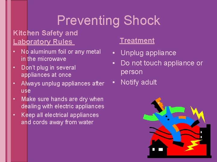 Preventing Shock Kitchen Safety and Laboratory Rules • No aluminum foil or any metal