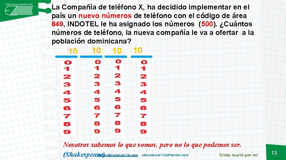 La Compañía de teléfono X, ha decidido implementar en el país un nuevo números