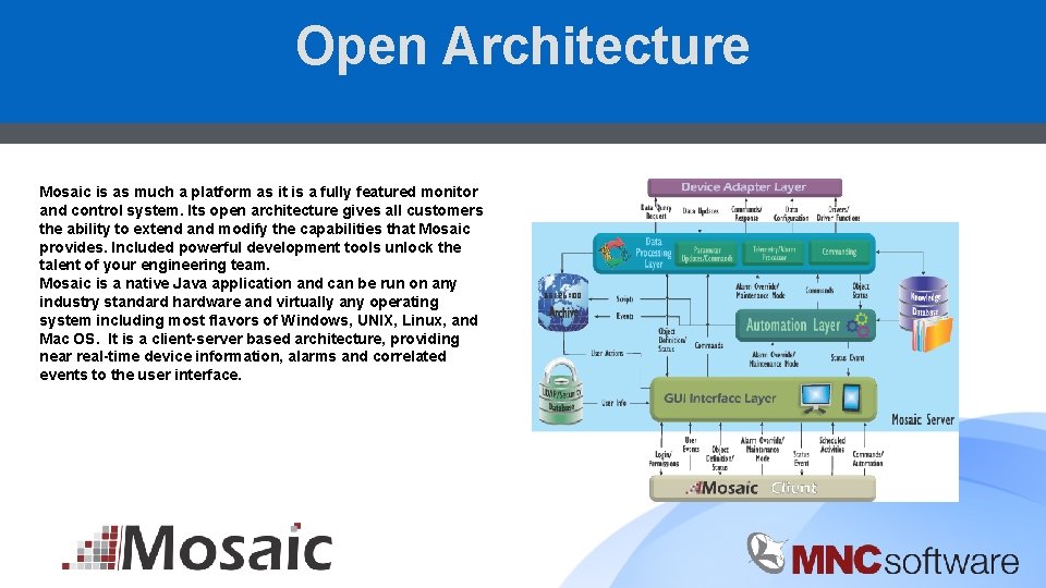 Open Architecture Mosaic is as much a platform as it is a fully featured