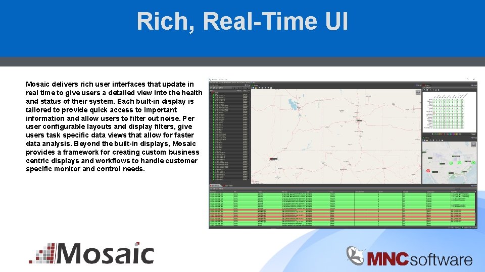 Rich, Real-Time UI Mosaic delivers rich user interfaces that update in real time to