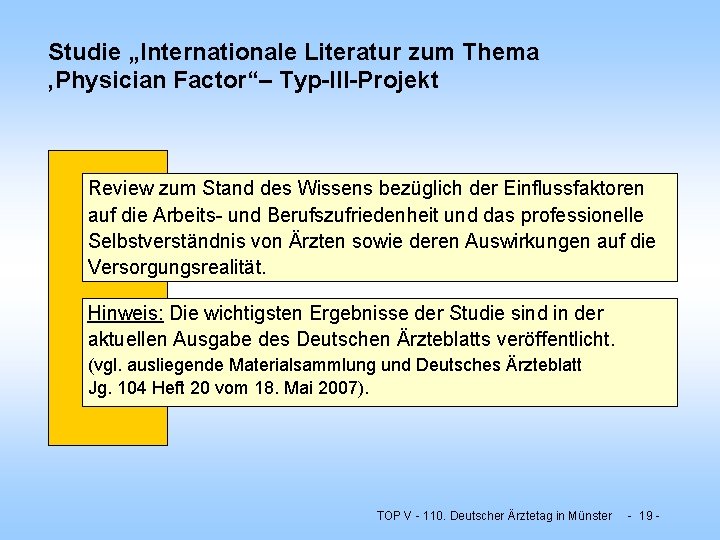 Studie „Internationale Literatur zum Thema ‚Physician Factor“– Typ-III-Projekt Review zum Stand des Wissens bezüglich