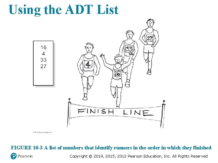 Using the ADT List FIGURE 10 -3 A list of numbers that identify runners Using the ADT List FIGURE 10 -3 A list of numbers that identify runners
