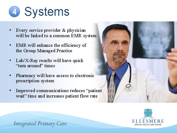 4 Systems • Every service provider & physician will be linked to a common