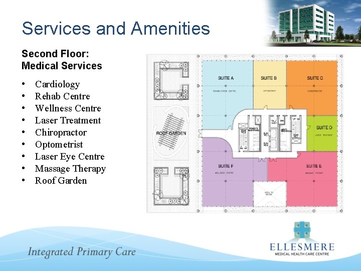 Services and Amenities Second Floor: Medical Services • • • Cardiology Rehab Centre Wellness