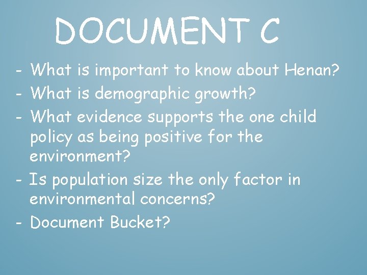 DOCUMENT C - What is important to know about Henan? - What is demographic
