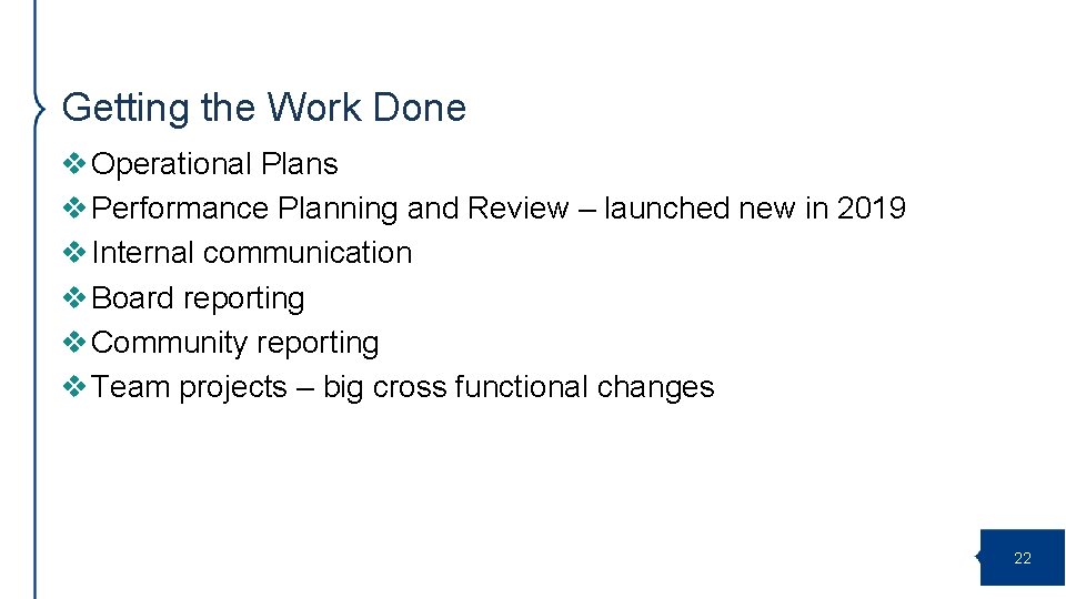 Getting the Work Done v Operational Plans v Performance Planning and Review – launched