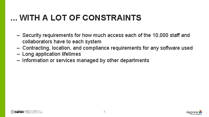 . . . WITH A LOT OF CONSTRAINTS – Security requirements for how much