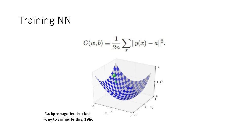 Training NN Backpropagation is a fast way to compute this, 1986 