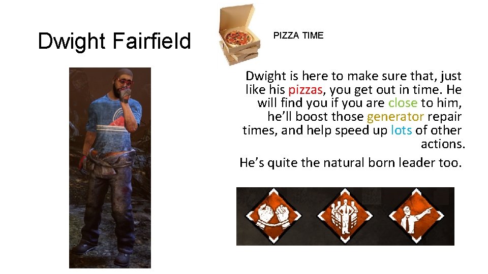 Dwight Fairfield PIZZA TIME Dwight is here to make sure that, just like his