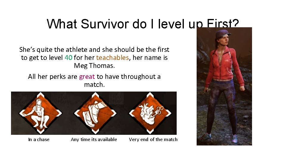 What Survivor do I level up First? She’s quite the athlete and she should