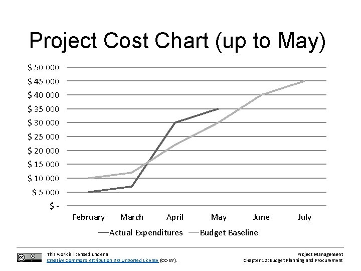 Project Cost Chart (up to May) $ 50 000 $ 45 000 $ 40
