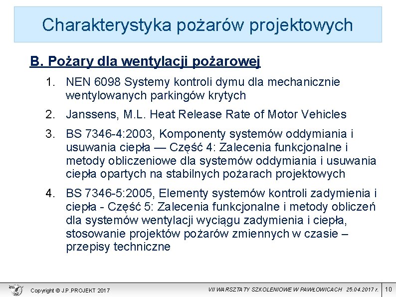 Charakterystyka pożarów projektowych B. Pożary dla wentylacji pożarowej 1. NEN 6098 Systemy kontroli dymu