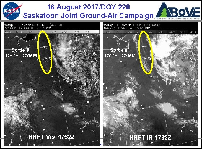 16 August 2017/DOY 228 Saskatoon Joint Ground-Air Campaign Sortie #1 CYZF - CYMM HRPT