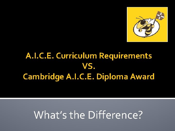 A. I. C. E. Curriculum Requirements VS. Cambridge A. I. C. E. Diploma Award
