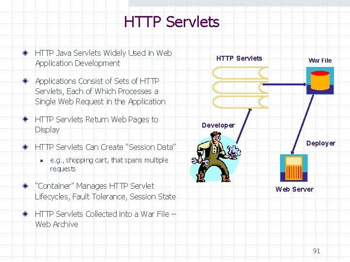 HTTP Servlets HTTP Java Servlets Widely Used in Web Application Development HTTP Servlets War