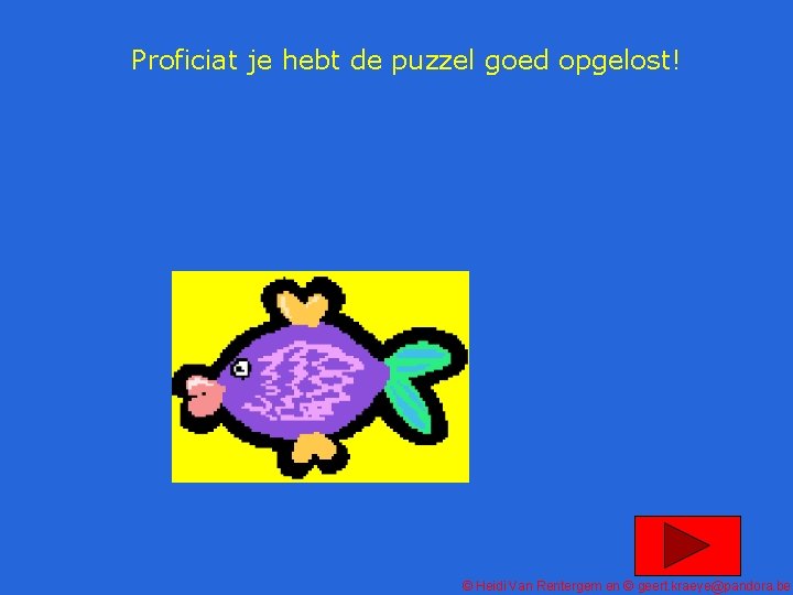 Proficiat je hebt de puzzel goed opgelost! © Heidi Van Rentergem en © geert.