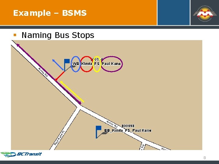 Example – BSMS § Naming Bus Stops 8 Example – BSMS § Naming Bus Stops 8