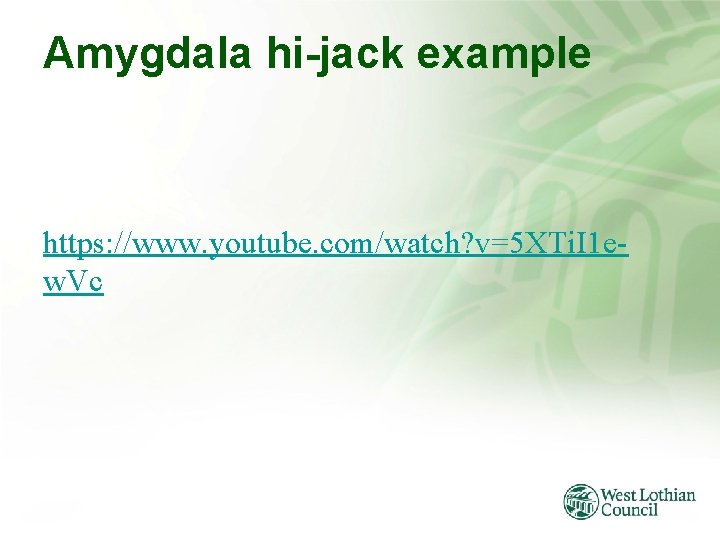 Amygdala hi-jack example https: //www. youtube. com/watch? v=5 XTi. I 1 ew. Vc 