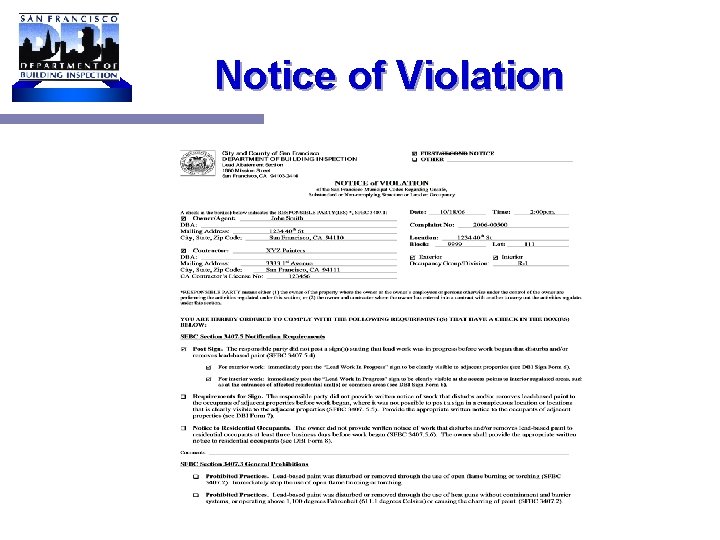 Notice of Violation 