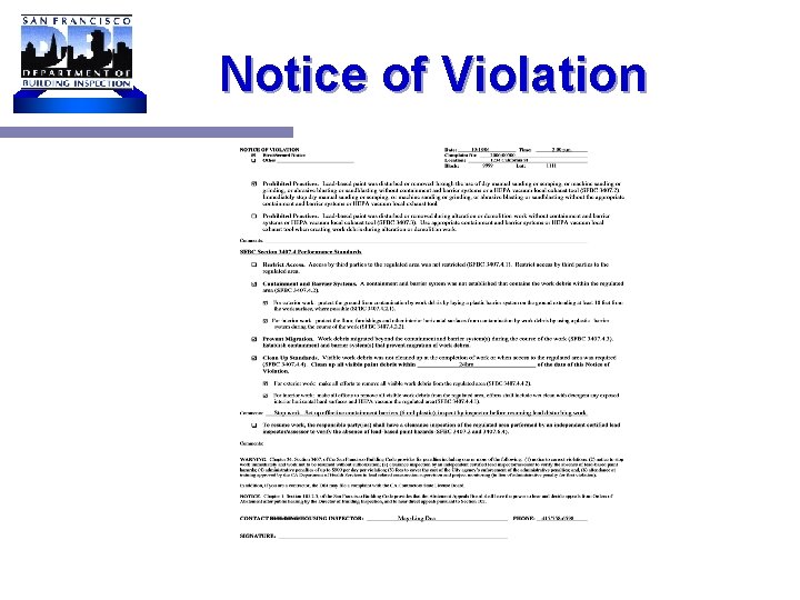Notice of Violation 