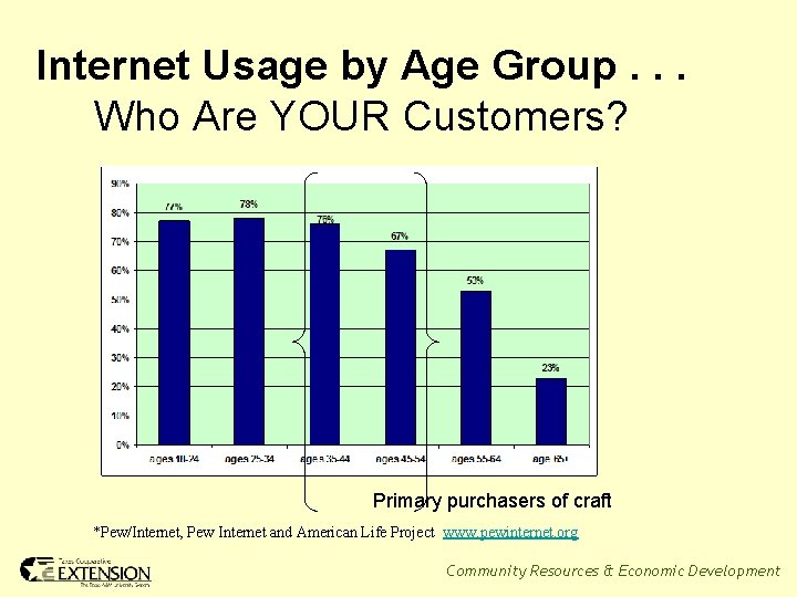 Internet Usage by Age Group. . . Who Are YOUR Customers? Primary purchasers of