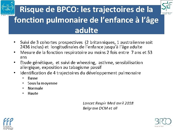 Risque de BPCO: les trajectoires de la fonction pulmonaire de l’enfance à l’âge adulte