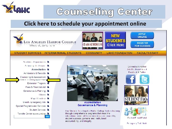 Counseling Center Click here to schedule your appointment online 