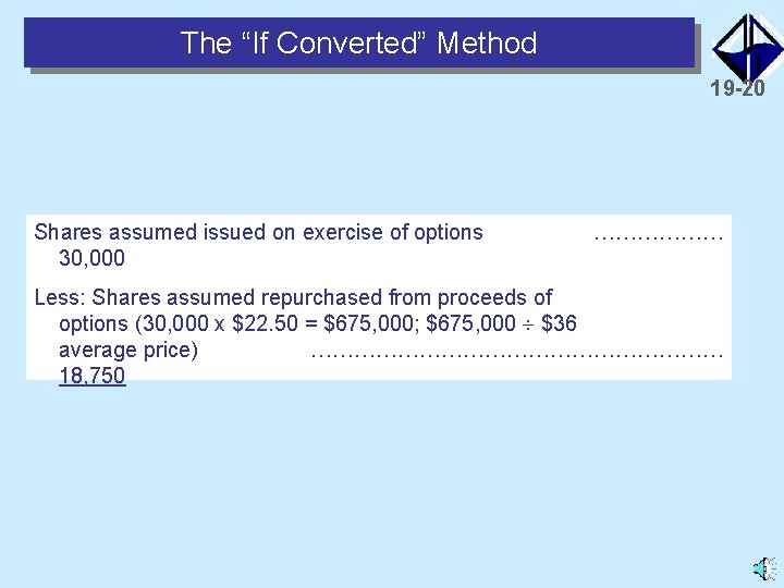 The “If Converted” Method 19 -20 Shares assumed issued on exercise of options 30,
