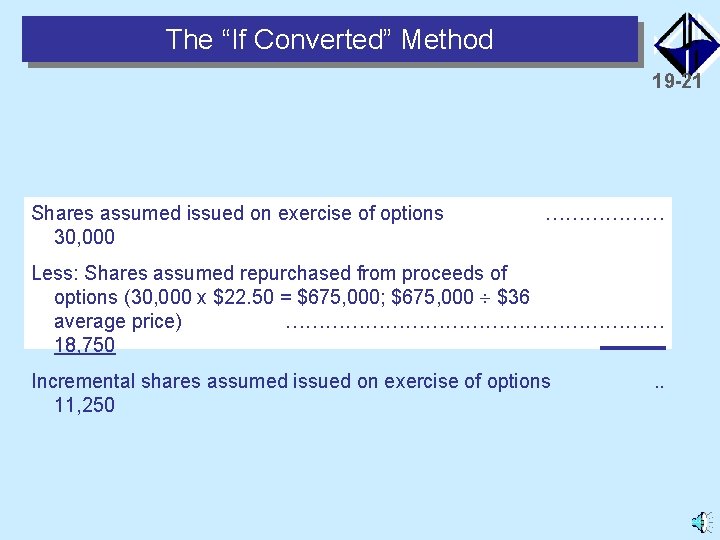 The “If Converted” Method 19 -21 Shares assumed issued on exercise of options 30,