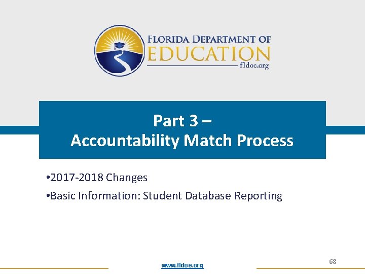 Part 3 – Accountability Match Process • 2017 -2018 Changes • Basic Information: Student