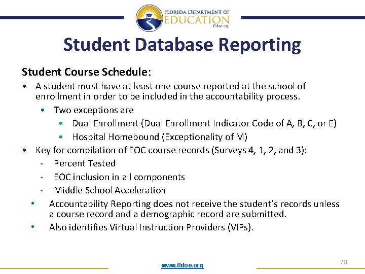 Student Database Reporting Student Course Schedule: • A student must have at least one