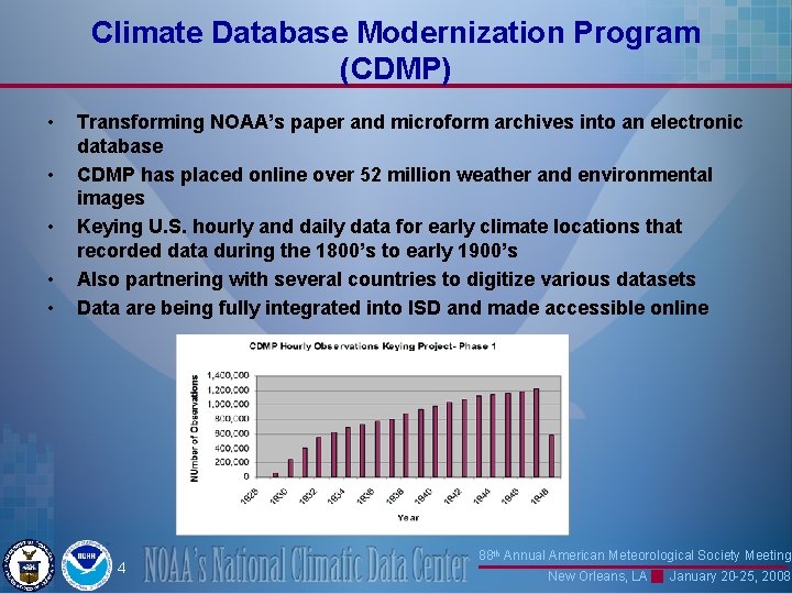 Climate Database Modernization Program (CDMP) • • • Transforming NOAA’s paper and microform archives