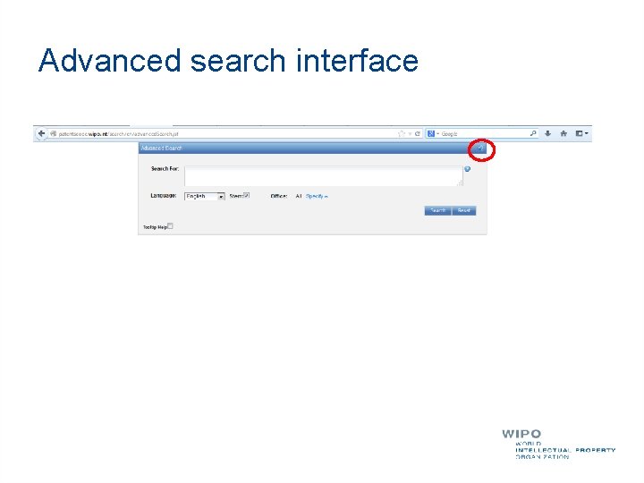 Advanced search interface 