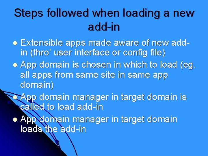 Steps followed when loading a new add-in Extensible apps made aware of new addin