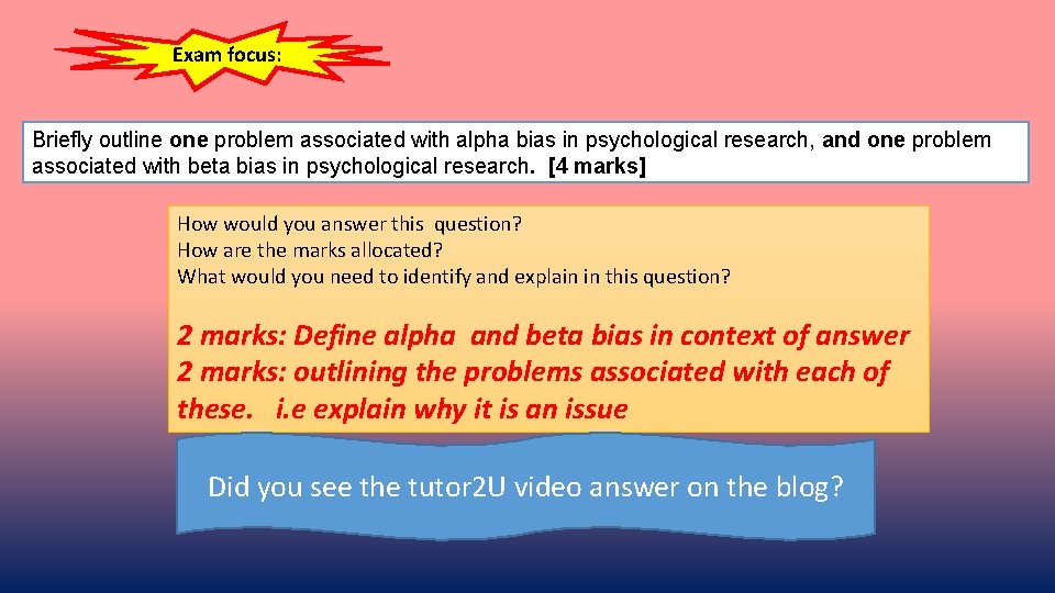 Exam focus: Briefly outline one problem associated with alpha bias in psychological research, and
