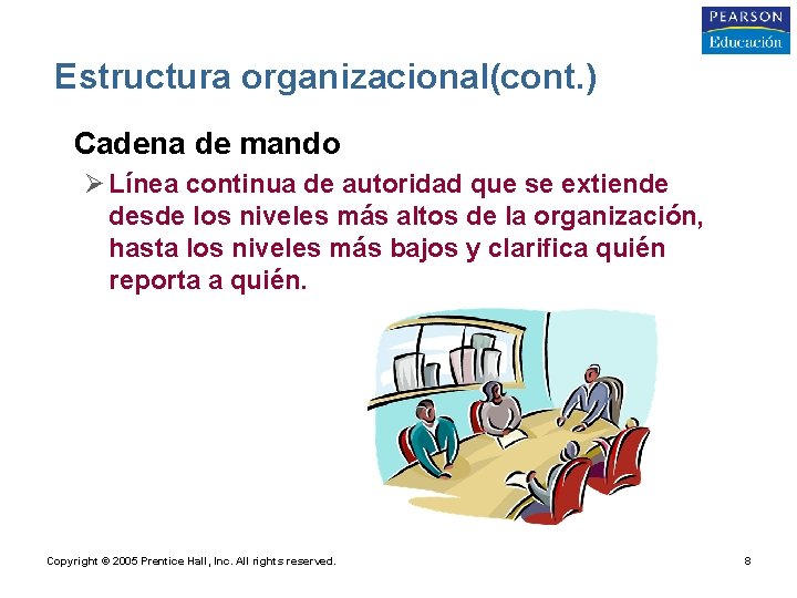 Estructura organizacional(cont. ) • Cadena de mando Ø Línea continua de autoridad que se