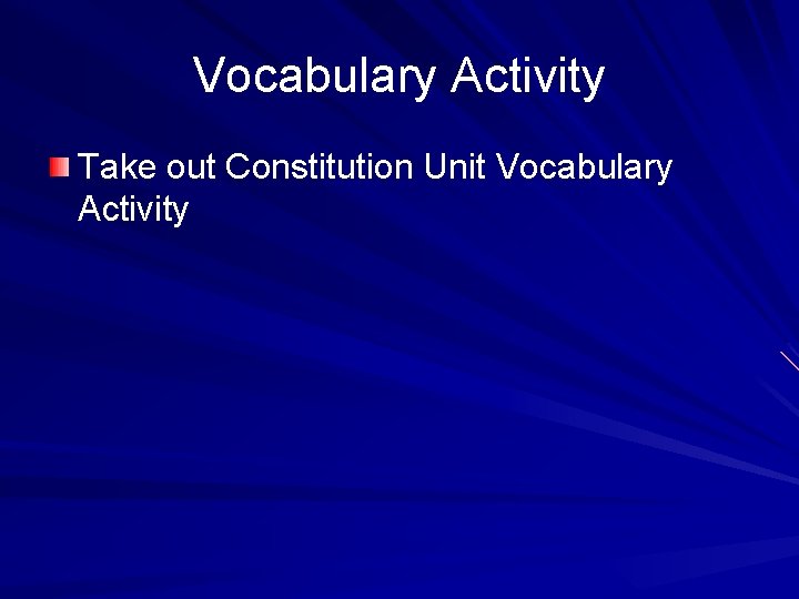 Vocabulary Activity Take out Constitution Unit Vocabulary Activity 