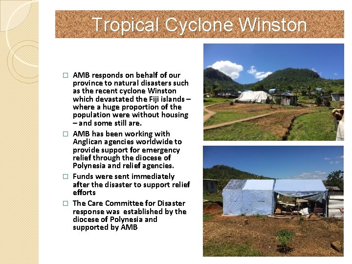 Tropical Cyclone Winston AMB responds on behalf of our province to natural disasters such