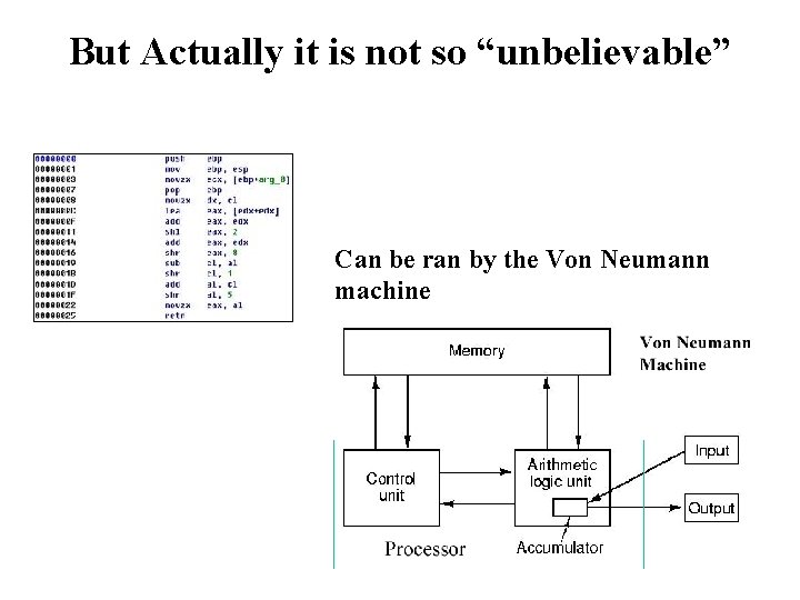But Actually it is not so “unbelievable” Can be ran by the Von Neumann