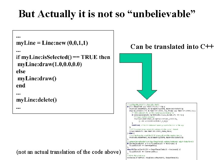 But Actually it is not so “unbelievable” Can be translated into C++ (not an
