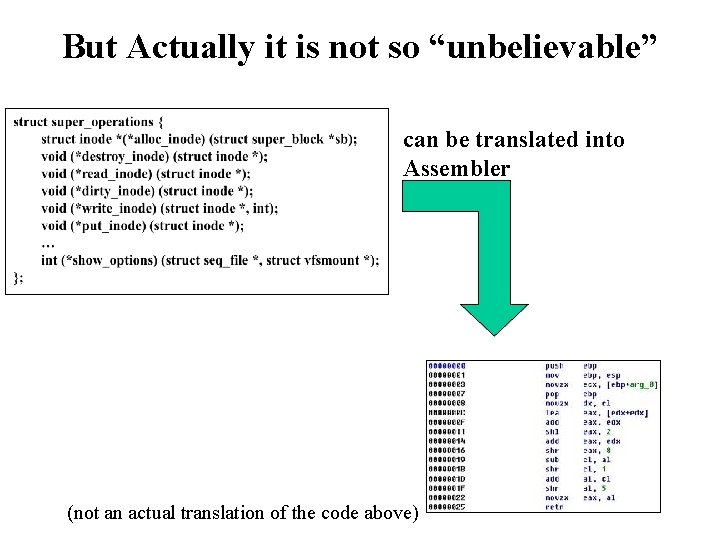But Actually it is not so “unbelievable” can be translated into Assembler (not an