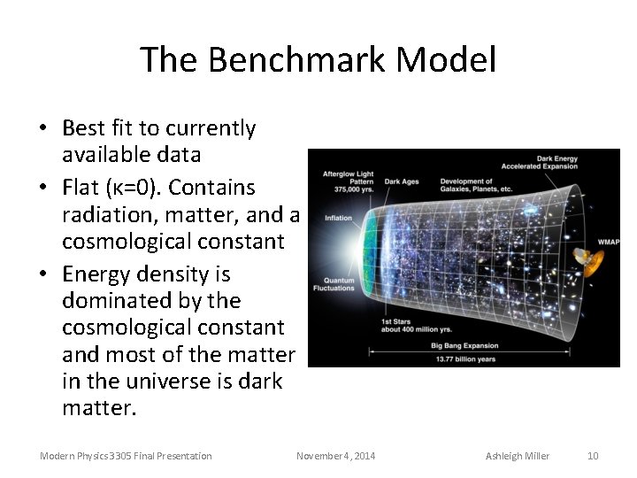 The Benchmark Model • Best fit to currently available data • Flat (κ=0). Contains